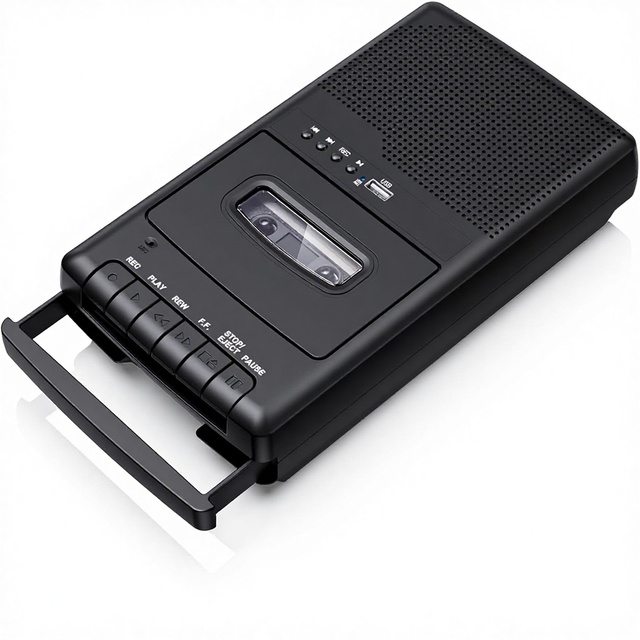 Portable Small Cassette Player Tape Recorder Auto Reverse 3.5mm Connector Built-in Speaker Retractable Handle One-Touch MP3