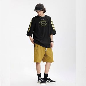 Camiseta de algodón pesado <span class=keywords><strong>con</strong></span> serigrafía bordada de manga corta y transferencias DTG Deportes e impresiones escolares Cuello de pintura - Product Image 2