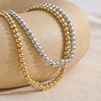 Collier artisanal JINYOU 3439 de haute qualité, plaqué or 18 carats PVD, perles rondes, résistant à l'eau, en acier inoxydable, bijou statement.