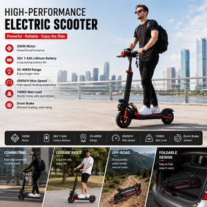 สกู๊ตเตอร์พกพาขนาดเล็ก EU มอเตอร์ 500W ระยะทาง 40-60 กม. เสียงเบา จอแสดงผลอัจฉริยะ ดีไซน์พับเก็บได้ประหยัดพื้นที่สำหรับบ้าน รับน้ำหนักได้ 100 กก. - Product Image 2