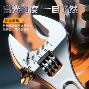 Adjustable Wrench 12 In Industrial Grade Chromium Vanadium Steel Serrated Jaw Forged Process Imperial Measurement - Product Image 5