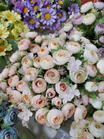 Nouvelles mini fleurs artificielles en soie, vente en gros de bouquets de roses, fleurs artificielles, têtes de fleurs