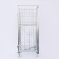 TER L850XD760XH1870mm Chariot de rangement pliable à 4 côtés en métal, cage à roulettes en treillis métallique, équipement de transport TR-85761870-B