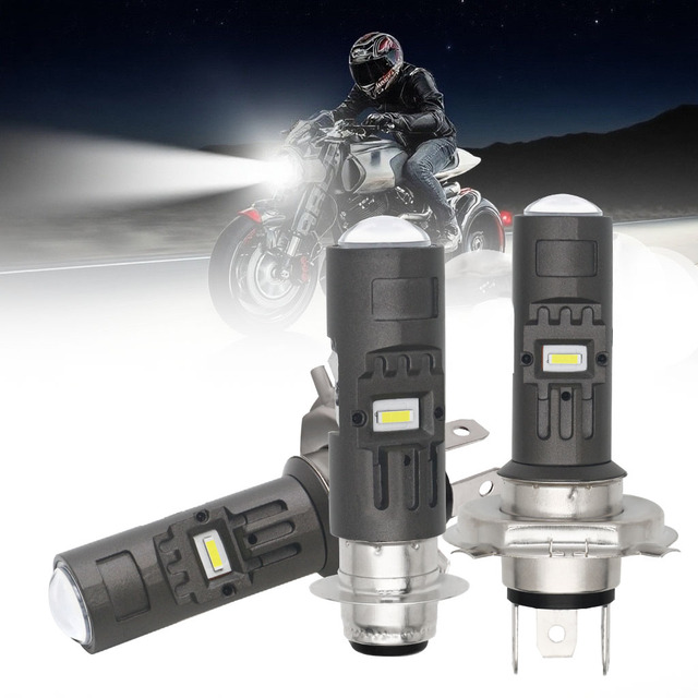 P15D H4 LED Projector Lens Bulb for Motorcycle E-Bike 2500Lumens High/Low Beam 9-80V AC/DC 6000K Color 10W Front Lighting System