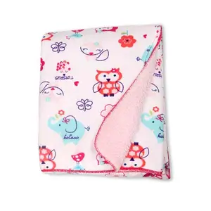 गुलाबी उल्लू डबल ऊन फलालैन शिशु कंबल
