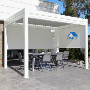 Pergola moderne en aluminium avec toit à lames orientables, imperméable, <span class=keywords><strong>pour</strong></span> patio et véranda, pavillon en aluminium résistant aux intempéries - Product Image 1