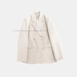 The New Casual Solid Color <b>Pockets</b> Suit Collar <b>Plastic</b> Button Women Fashion - Product Image 4