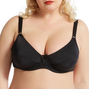 Vendita calda Premium reggiseno da donna con ferretto Plus Size tinta unita con fiocco trasparente in pizzo comodo balconcino Plus Size reggiseno Push up - Product Image 6