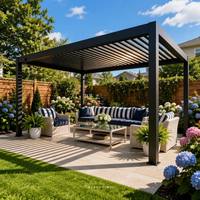 Gazebo de Aluminio Resistente para Exteriores, 10x10 pies, Techo Doble, Gazebo con Techo Rígido