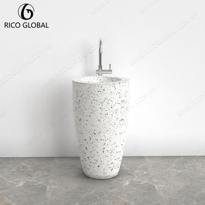 Lavabo de Pedestal de Terrazo Minimalista Moderno, Formas y Colores Personalizados, Lavabo de Baño con Acabado Mate, Hecho de Piedra Natural para Hoteles - Product Image 6