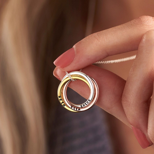 Collana di gioielli placcati in oro fantasia per <span class=keywords><strong>uomo</strong></span> donna collana con anello russo in argento sterling 925 inciso personalizzato - Product Image 4