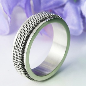 yunnique Fashionable Rotatable Mesh Woven <b>Ring</b> Steel Color Unisex Jewelry Gift Geometric Design FY23023 - Product Image 1