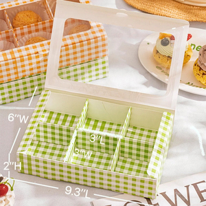 Boîtes à pâtisserie à carreaux H avec fenêtre transparente, boîte à carreaux <span class=keywords><strong>orange</strong></span> pour biscuits, macarons, pâtisseries, friandises artisanales, emballages de gâteaux, boîtes alimentaires - Product Image 4