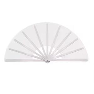 13 pollici bianco bianco pieghevole ventilatore a sublimazione di stampa in poliestere Clacking ventilatore con costole di plastica KongFu <span class=keywords><strong>mano</strong></span> ventilatore - Product Image 3