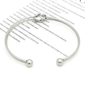 Heart Shape Knotted Open Double Layer Hollow <b>Bracelet</b> Stainless Steel <b>Adjustable</b> Jewelry Gift - Product Image 1