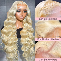 Perruques Lace Front en Cheveux Humains Remy Brésiliens Ondulés Couleur 613, Perruque en Cheveux Humains Bouclés Bruts Vietnamiens HD Transparent, Vente en Gros