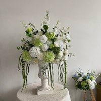 Bouquet de roses en cascade vert et blanc, arrangement floral en soie pour mariage, table, maison, fête
