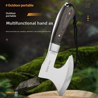 Hache multifonctionnelle d'extérieur EDC, lame en acier inoxydable, manche noir - Hachette de sauvetage portable pour couper du bois, idéale pour le camping