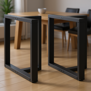 Patas de Mesa de Comedor de Acero con Recubrimiento de Polvo Negro, Niveladores de Altura Media, Patas de Muebles Industriales - Product Image 2