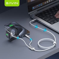 BAVIN CB339 PVC 2 en 1 2,5 W tipo C USB C cargador inalámbrico reloj inteligente cable uSB con cable de carga de teléfono móvil