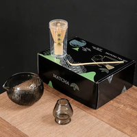 Ensemble de thé matcha artisanal en bambou, kit de cérémonie du thé japonais, bol à thé écologique, cuillère à thé, fouet, support pour fouet