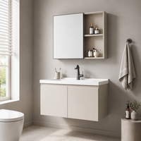 Kabinet Vanity Kamar Mandi Modern yang Dipasang di Dinding dengan Wastafel dan Kabinet Cermin untuk Rumah dan Hotel