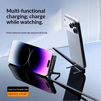 Kabel Data Pengisian Cepat Multifungsi 240W Tipe-C dengan Stand Ponsel untuk iPhone 5/7, Ponsel, Tablet & Perangkat Gaming