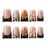451-455 Faux ongles à presser faits main en forme de bec de canard, 10 pièces, réutilisables, en acrylique, pour enfants, motif carré artificiel