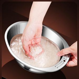 Escurridor de Frutas y Verduras para Cocina Syh250, Tazón Colador de Metal, Acero Inoxidable, para Lavar Arroz con Orificios Laterales - Product Image 5