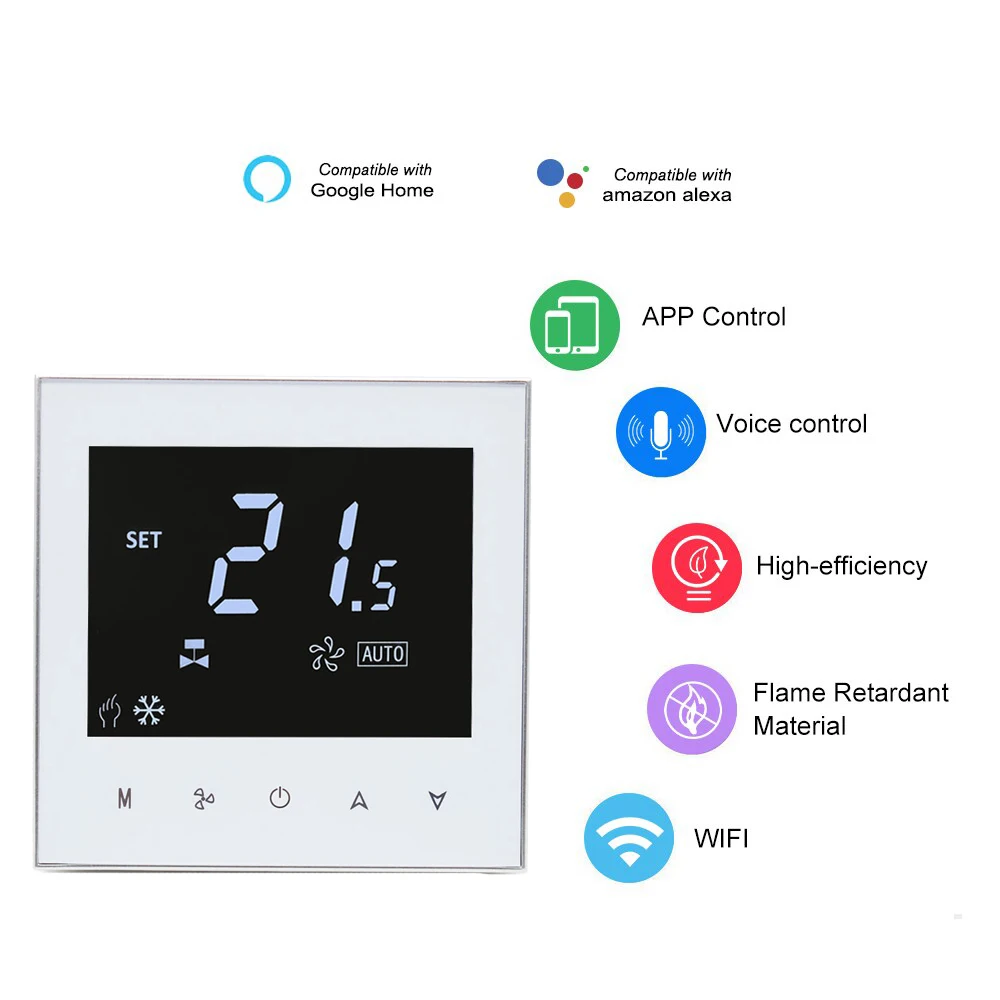 Termostato WiFi (FANCOIL 2 Tubos-3 Velocidades) Android/iOS/  Alexa/Google Home/IFTTT