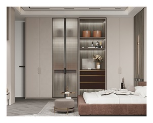 Armoire de luxe en mélamine avec portes vitrées <span class=keywords><strong>d</strong></span>'<span class=keywords><strong>angle</strong></span> pour chambre à coucher - Product Image 5