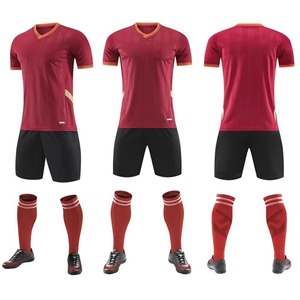 Ensemble de maillot de football personnalisé, uniforme de sport sur mesure avec short, nom et numéro imprimés pour hommes, femmes et jeunes, coton/bambou/spandex - Product Image 1