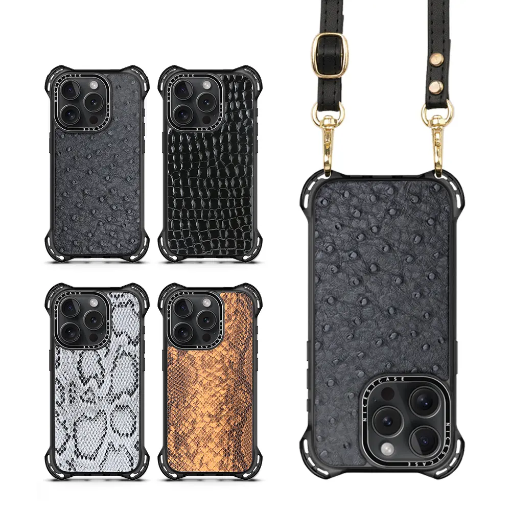 4 Ultra Bounce Corners Impact Phone Case Anti-Shock Crossbody PU Leather Cell Phone Case Custom para iPhone 16 15 14 13 Pro Max