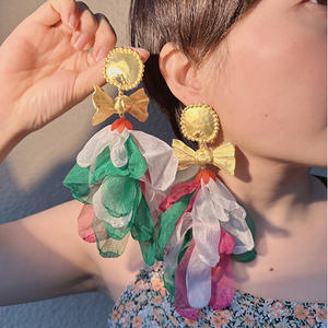 Kaiei – boucles d'oreilles pendantes pour femme et fille, Design de luxe, en dentelle, pétales de coton, fleur de fée, <span class=keywords><strong>100</strong></span> - Product Image 3