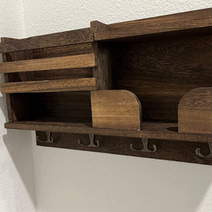 Mộc mạc bằng gỗ tường kệ với vải móc cho lối vào Organizer Coat Key mail chủ cho phòng khách - Product Image 5