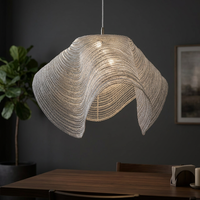 Suspension LED moderne à cadre en fer, grand design tressé, blanc chaud 3500K CRI 80, pour salle à manger, luminaire de plafond commercial