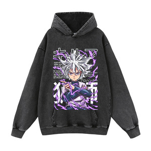 Sudadera Personalizada de Algodón Negro Grueso con Lavado Ácido, Diseño Gráfico Vintage, Estilo <span class=keywords><strong>One</strong></span> <span class=keywords><strong>Piece</strong></span> Gear 5 Luffy Anime, Camiseta con Capucha para Hombre - Product Image 5