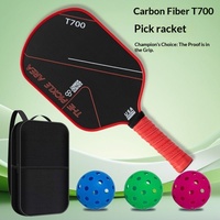 Ensemble de raquettes de pickleball T700 en fibre de carbone texturée mate pressée à froid, design ODM personnalisé pour padel