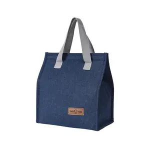 Оптовая продажа, многоразовая изолированная сумка для ланч-бокса большой емкости с логотипом на заказ, розовый/серый/синий