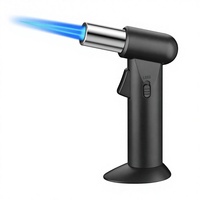 Briquet torche de cuisine personnalisé avec logo, coupe-vent, rechargeable au gaz butane, pistolet à flamme avec verrou de sécurité pour cigares et barbecue