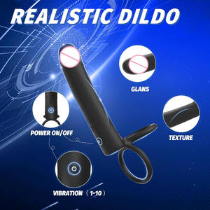 Vibrator G-spot Prostat Bergetar Ganda, Dirancang untuk Pasangan dengan <span class=keywords><strong>Stimulator</strong></span> Klitoris dan Vibrator Dildo Silikon - Product Image 5