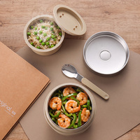 PINKAH NOUVEAU 890ML 30OZ Bouteille Isotherme Double Paroi en Acier Inoxydable Boîte à Lunch Récipient Alimentaire Bol à Soupe avec Cuillère et Sac