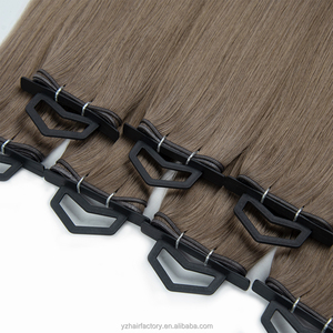 Double Drawn 12A # Extensions de cheveux humains Remy russes Genius Weft, 5 mèches, brun froid, sans silicone - Product Image 1