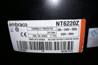 Compresseur hermétique à piston Embraco NT6220Z neuf d'origine, 1HP, R134A, 200-240V/230V, 50/60Hz, 1PH, pour la réfrigération commerciale