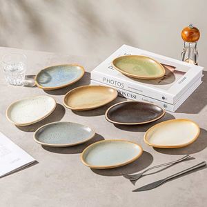 Irregular Japanese Ceramic <b>Plate</b>, Vintage Rough Pottery Dish for BBQ, Dim Sum & Appetizer, Restaurant Tableware - Product Image 3