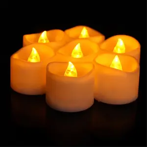 Alevsiz sarı titrek pil işletilen çay ışık düğün veya noel dekorasyon ledi dalgalı kenar mum Tealight