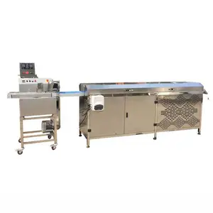Automatic Mini Wafer Date Chocolate Coating Snack Bar 40 Cm Cooling Tunnel Supplier Chocolate Enrobe Line