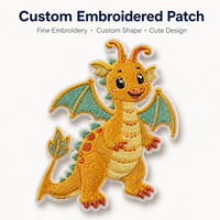 Fabricant de patchs brodés personnalisés de dragons de dessins animés, badges brodés d'animaux fantastiques mignons pour vestes, vêtements et sacs