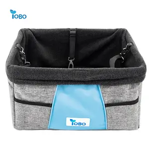 YOBO坚固的金属框架安全皮带便携式小狗汽车座椅，带厚垫和储物袋