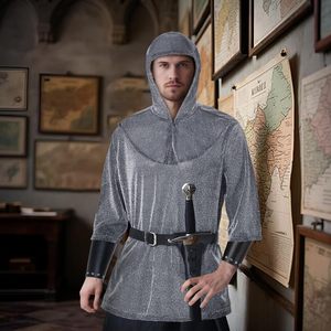 Disfraz de Caballero Medieval para Hombre, Túnica de Poliéster con Imitación de Cota de Malla, Brazalete, Cinturón, Kit de Cosplay Vikingo, Renegado, Templario, Cruzado - Product Image 6